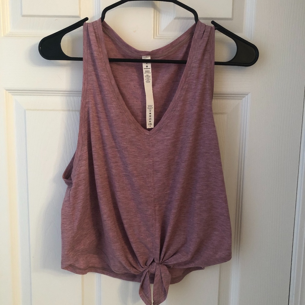 lululemon heathered mauve tie-in-front crop, NWOT